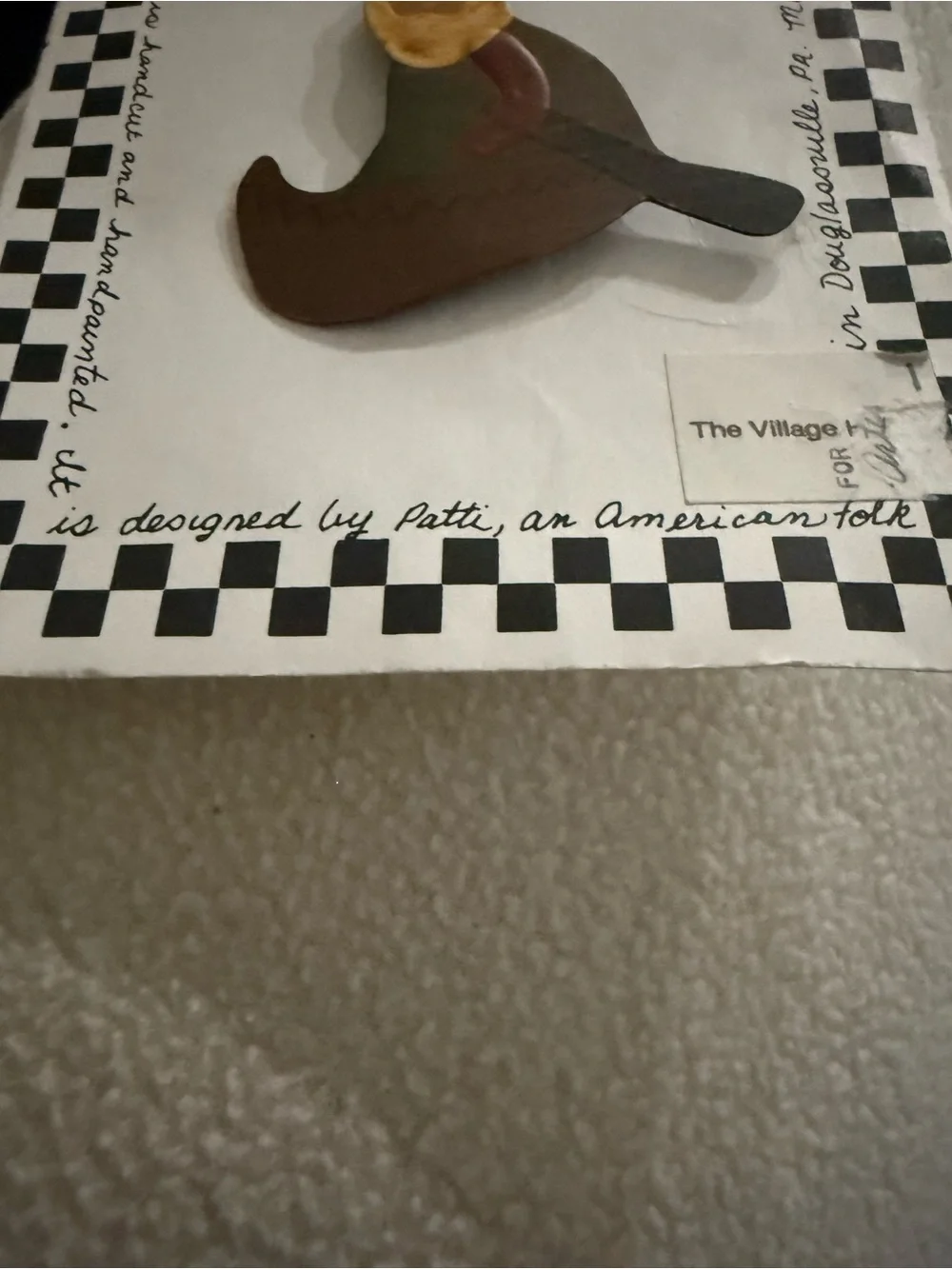 Hand-Painted Woman Brooch - Olive, Brown & Maroon